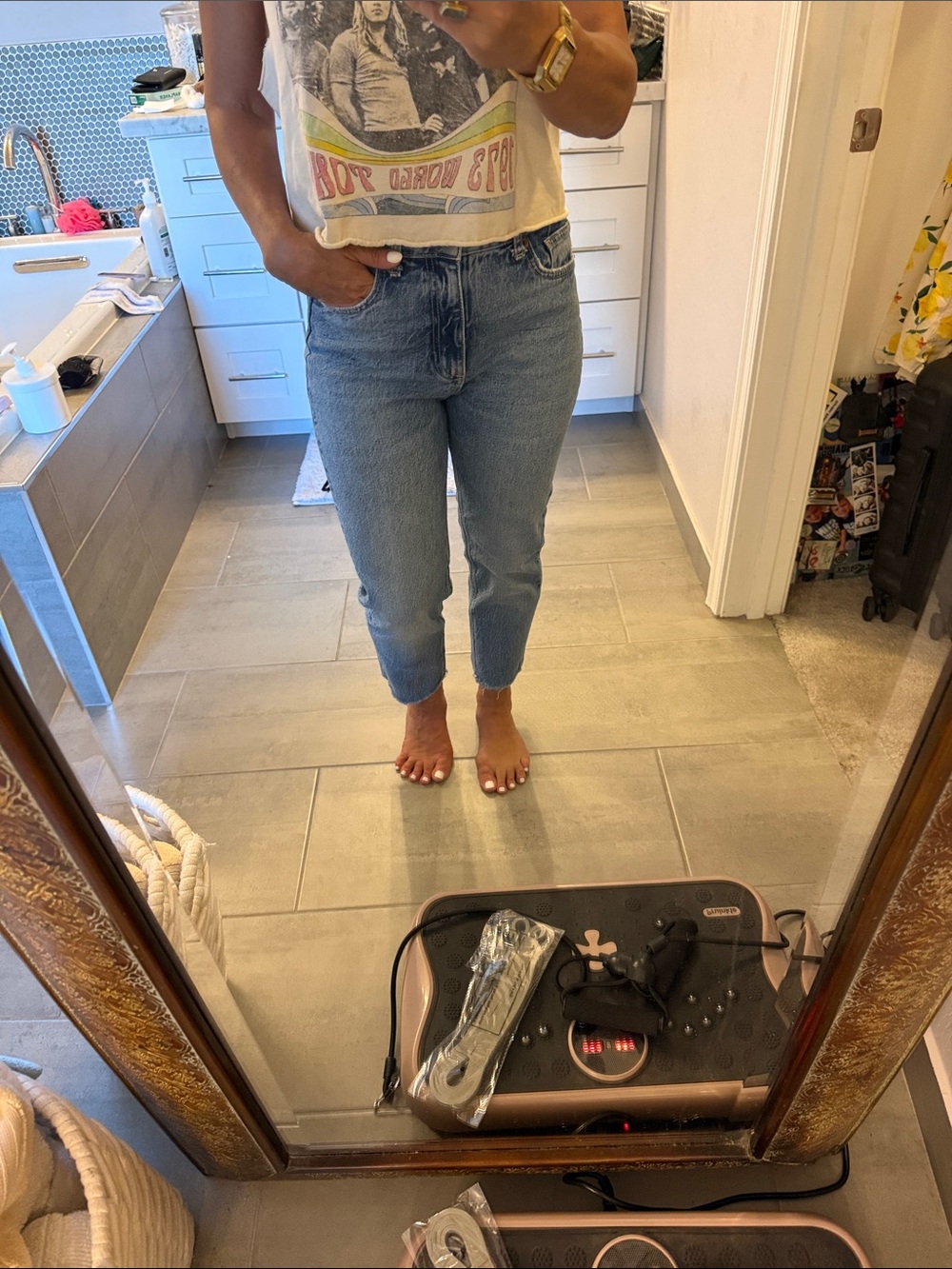 Zara Cropped High-Rise Blue Denim Jeans